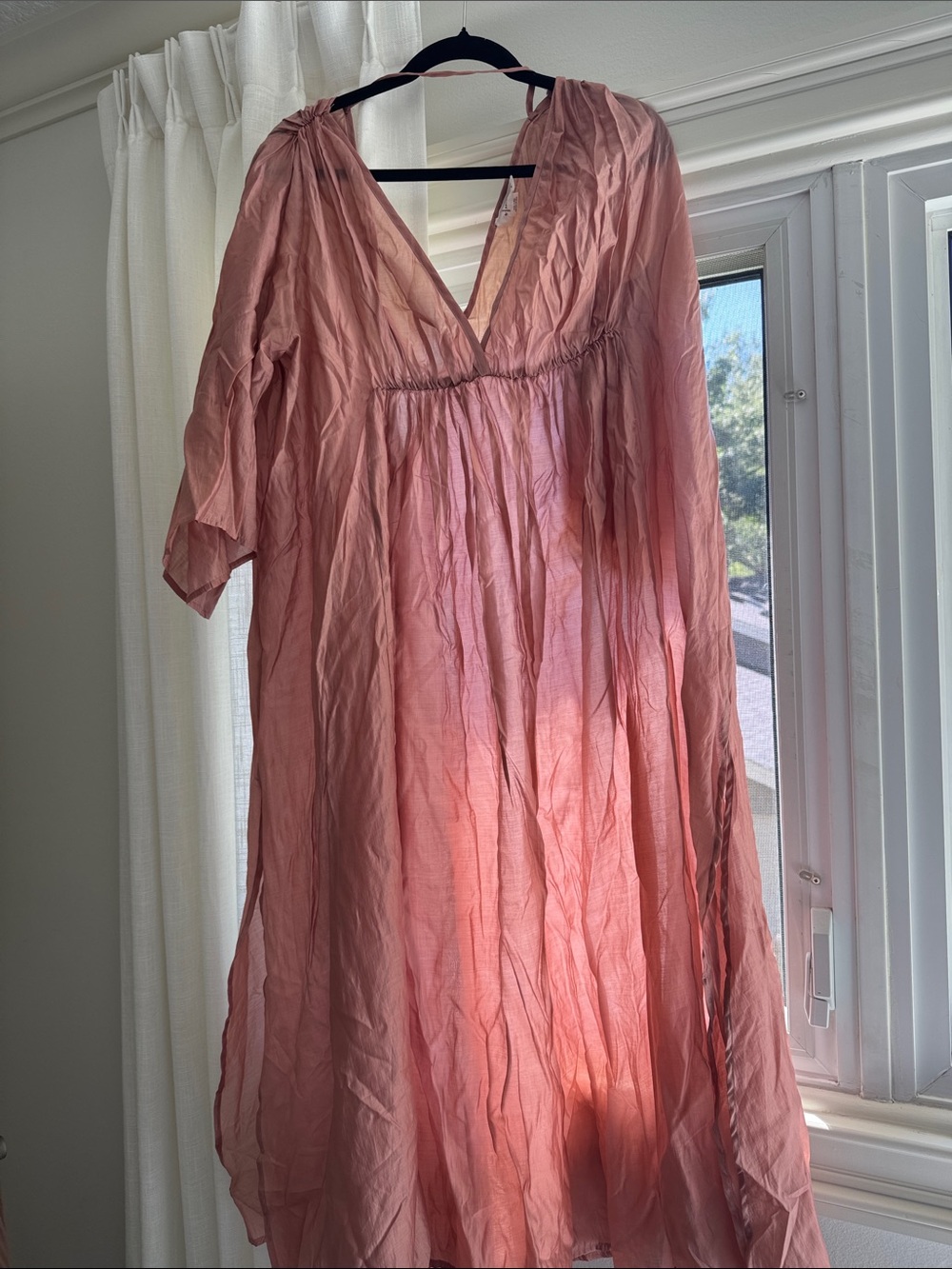 Anthropologie Satin Maxi Robe in Dusty Rose - Picture 4 of 5